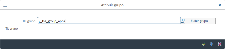Diálogo Atribuir grupo com o ID do grupo preenchido